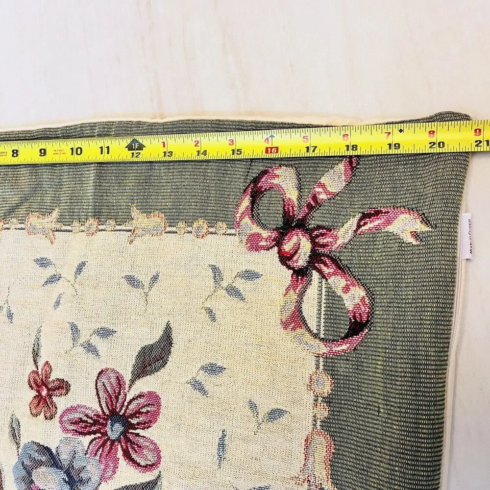 Vintage French Tapestry Floral Pillow Sham Needlepoint Made in France 25”x21”
